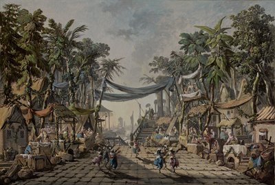 Market Scene in an Imaginary Oriental Port by Jean Baptiste Pillement
